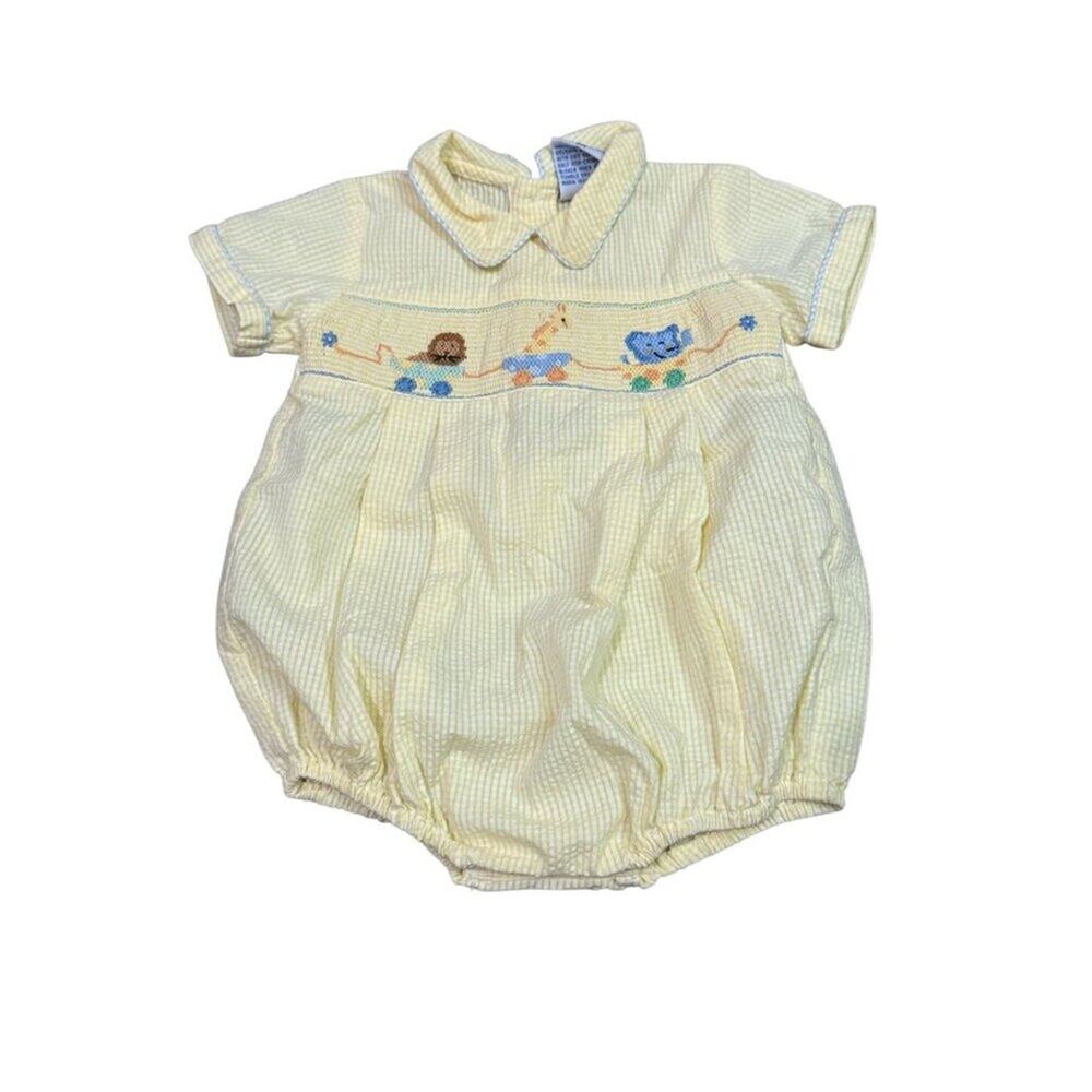 Carriage Boutiques Bubble Animals Yellow Check Adorable Baby 6 Months